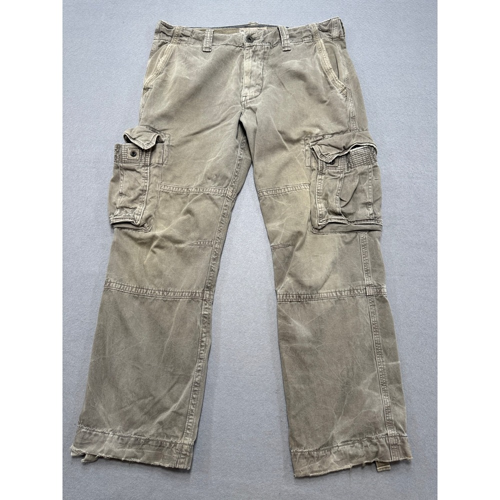 American Eagle Cargo Pants Men's 33x30 Olive Green Distressed Military Utility